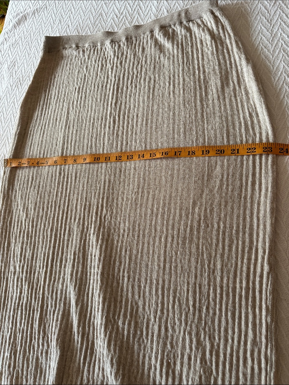 SPANNER linen cotton neutral Beige Ribbed Knit Maxi Skirt slit minimalist beach - Picture 9 of 11